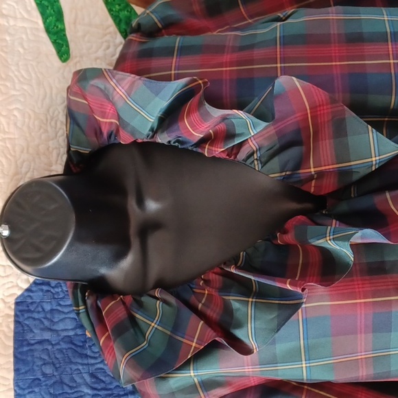 Vintage American Living Deadstock 90s Y2K Plaid Ruffle Blouse Size XLarge - Picture 2 of 7
